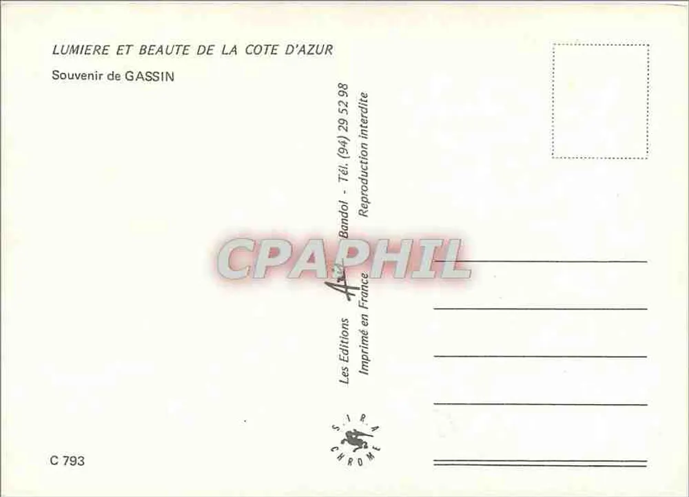 Gassan — Lembrete de GASSIN — Les Éditions Bandol - Verso