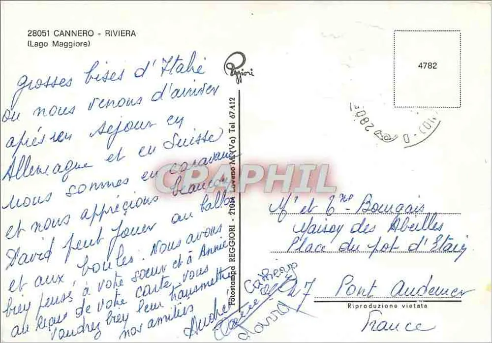 कैन्नेरो रिवियेरा — लागो मैजोरे — प्रकाशक पिग्नोरी, संख्या 4782 - पीछे