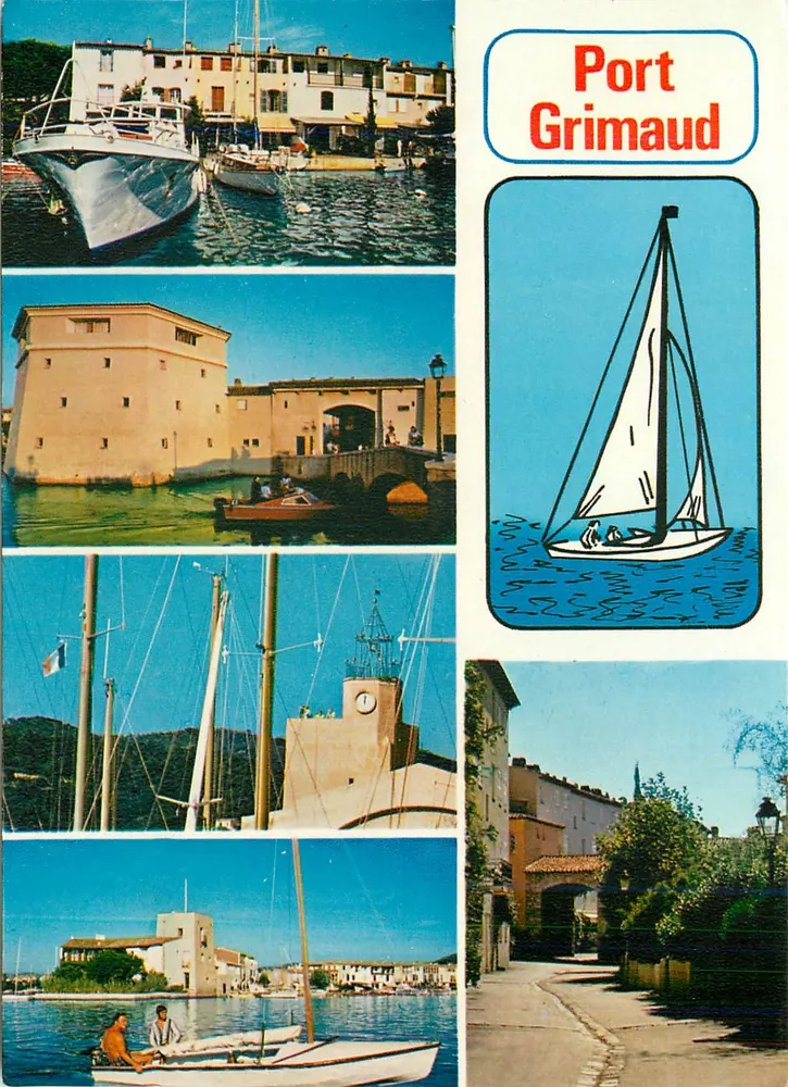 Port Grimaud — Panoramablick auf den Hafen und die Seenstadt — Verlag: Etige et Manera S.A. - Vorderseite