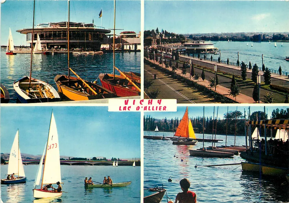 Vichy - Lac d'Allier — vista panorâmica com barcos e passeio — Éditions Mexichrome - Frente