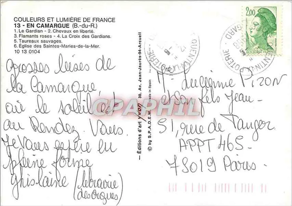 Camargue — Erinnerung an Camargue — Editions d'art S.P.A.D.E.M. - Rückseite
