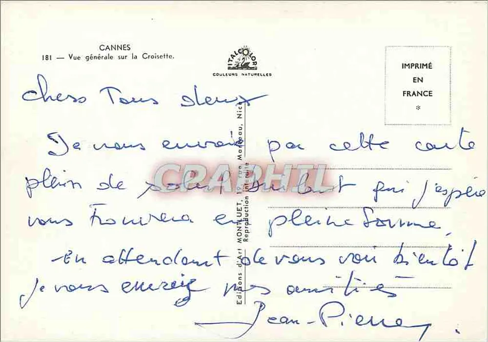 Cannes — Ogólny widok na Croisette — Wydawnictwo Art Montulet - Rewers