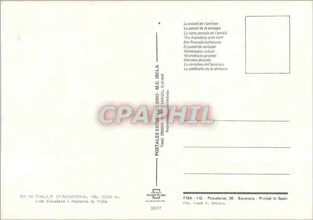 Escaldes i Andorra La Vella — Panoramablick — Verlag FISA, Nr. 3507 - Rückseite