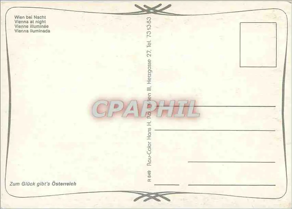 रात में वियना — वियना के रात के दृश्य — रौ-कलर हैंस, संख्या 849 - पीछे