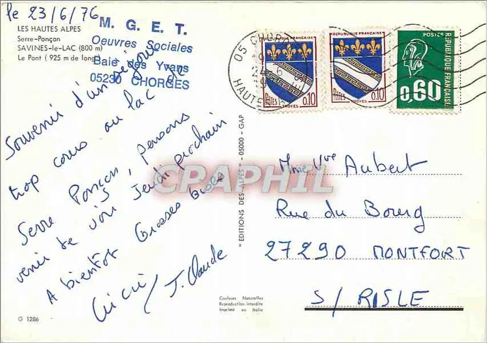 Pont des Yvans — Savines-le-Lac — Éditions des Alpes - Rückseite