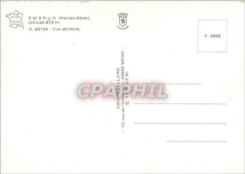 Embrun — vista aérea — Edição Cellard - Verso