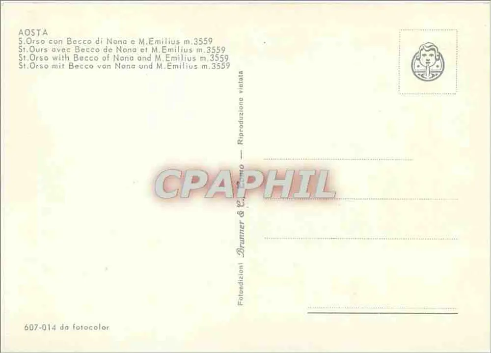 Saint-Orso mit Becco di Nona — Verlag Brumz & C. — n° 607-014 - Rückseite