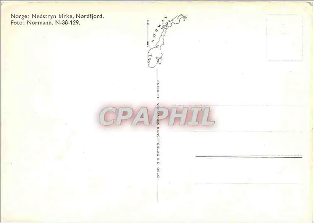 Igreja de Nedstryn, Nordfjord — Noruega — editor Normann, série N-38-129 - Verso