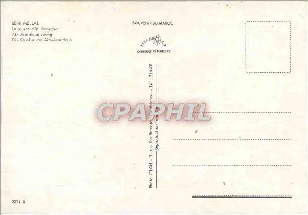 Beni Mellal — A fonte de Ain-Asserdoun — ITTAHOLOR - Verso