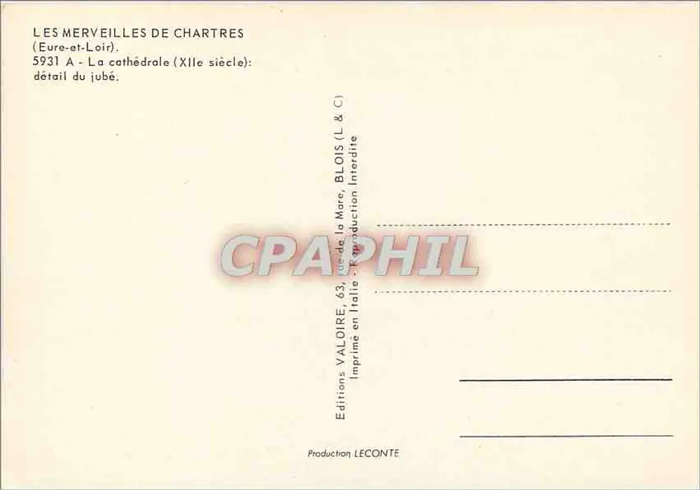 Detail des Jubés — Kathedrale von Chartres — 12. Jahrhundert — Éditions Valoire - Rückseite