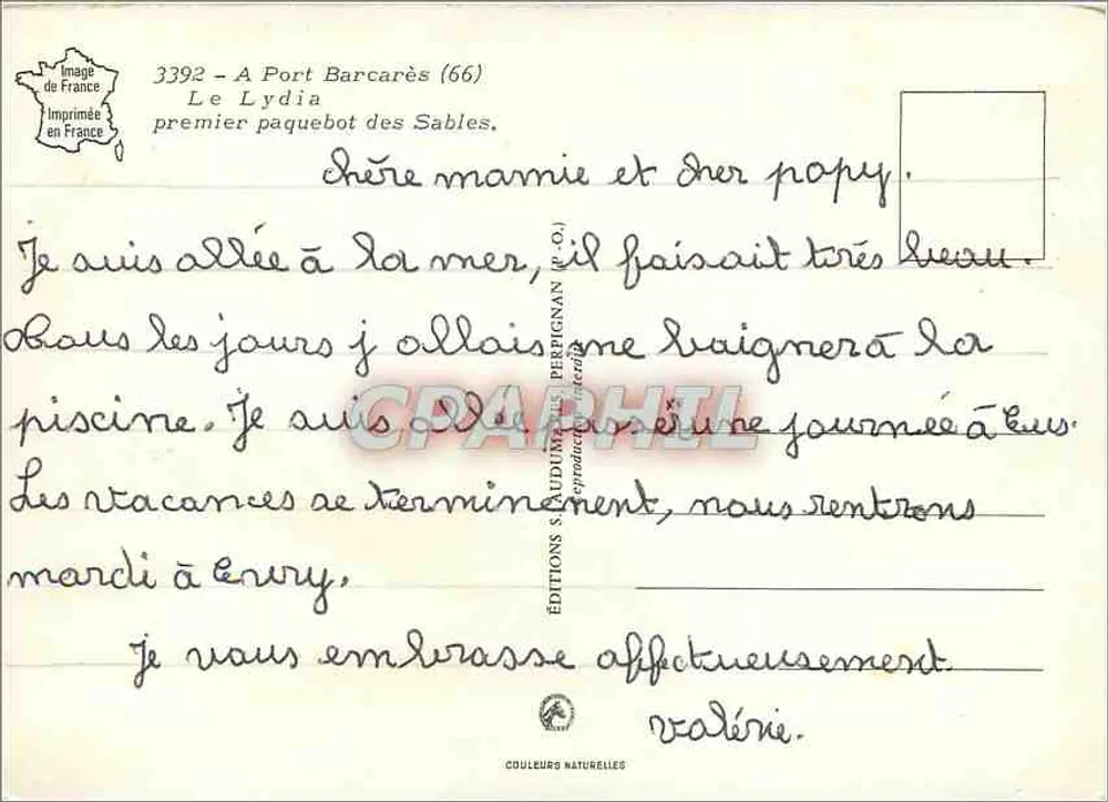 Le Lydia — erster Dampfer der Sables — Éditions S. LUDIUM (Perpignan) - Rückseite