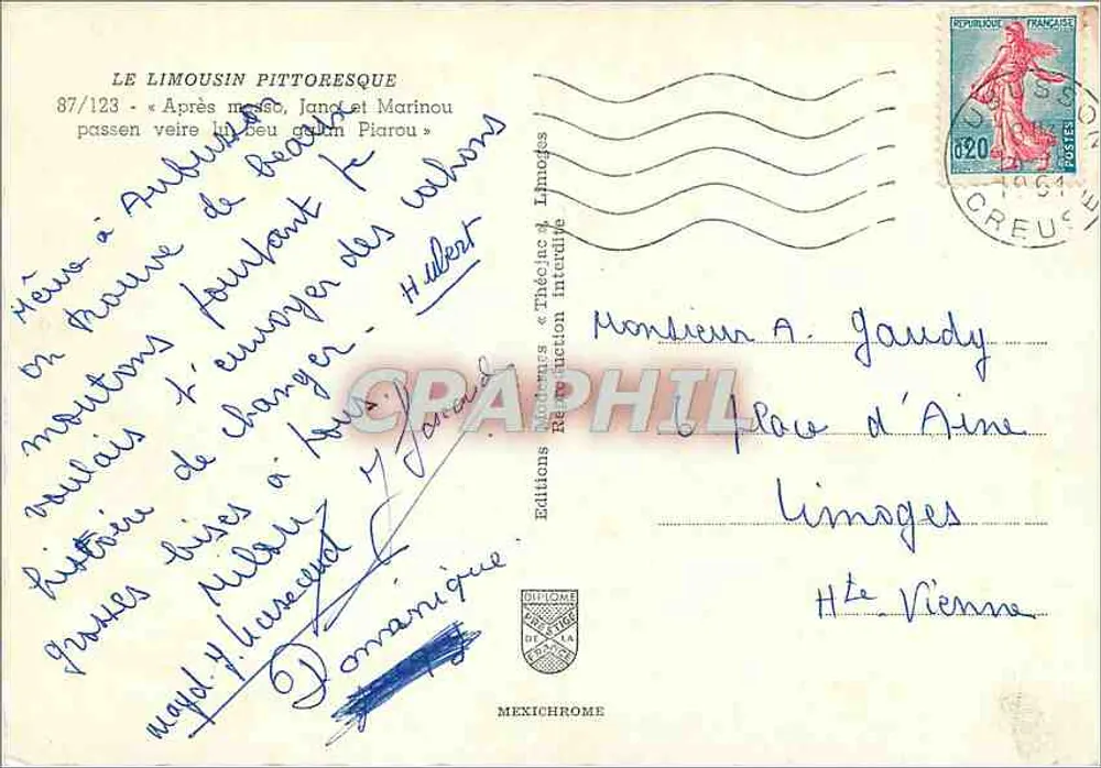 Duas bergères em traje tradicional — Limousin — Edições Teatro & Limoges, n° 87/123 - Verso