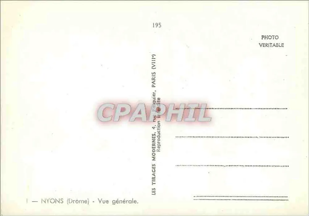 Nyons (Drôme) — Vista geral — Les Tirages Modernes, Paris - Verso