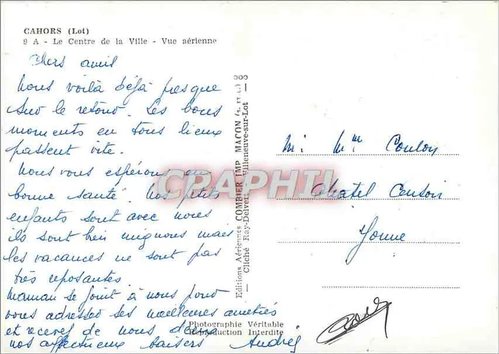 Cahors (Lot) — Luftbild des Stadtzentrums — Éditions Combier - Rückseite