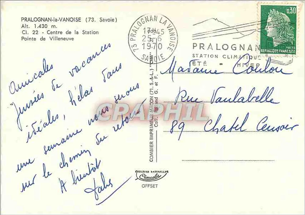 Pralognan-la-Vanoise — Zentrum der Station — Combière Drucker - Rückseite