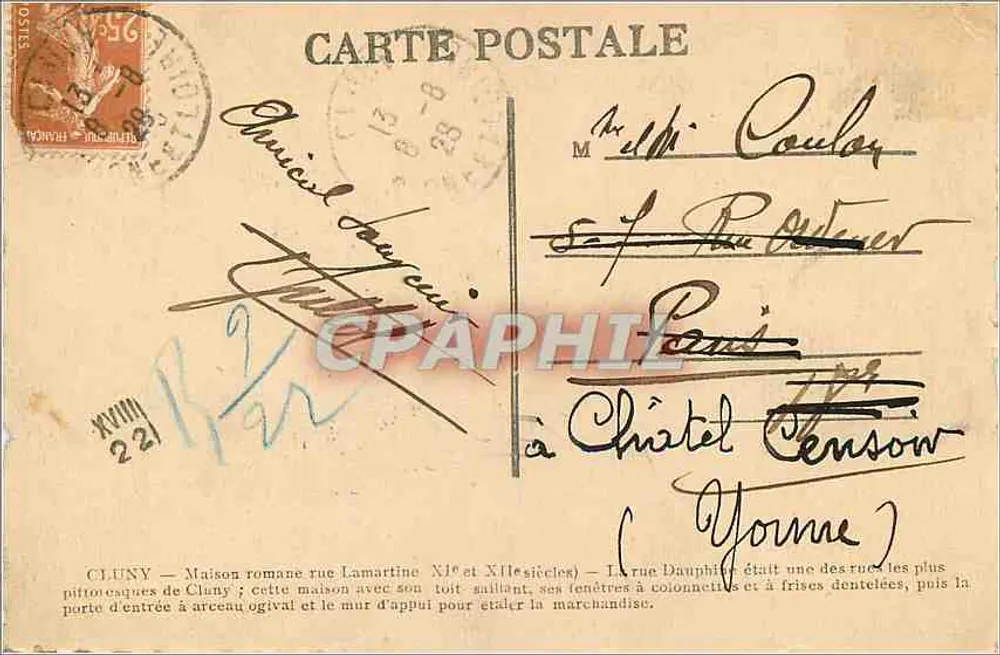 Cluny — Maison romane rue Lamartine — XIXe siècle - Verso