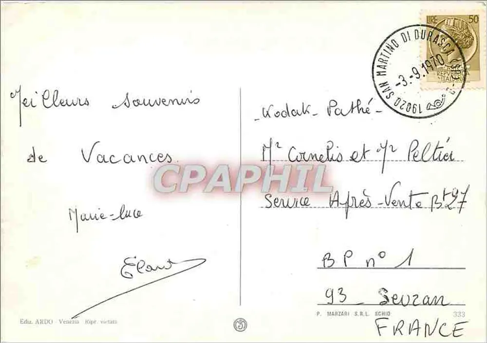 Veneza — vista panorâmica da basílica e dos principais locais — Ediz. ARDO, Ripr. vietata - Verso