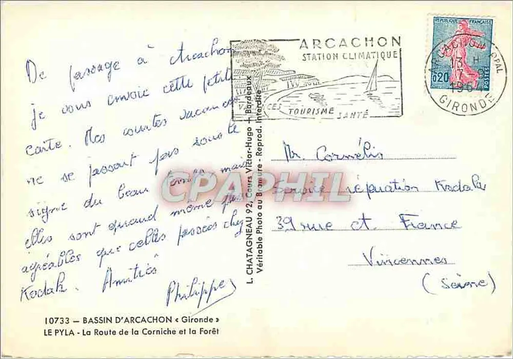 Bassin d'Arcachon — Route de la Corniche und der Wald — L. Chatagne Photo & Vidor-Hugo - Rückseite