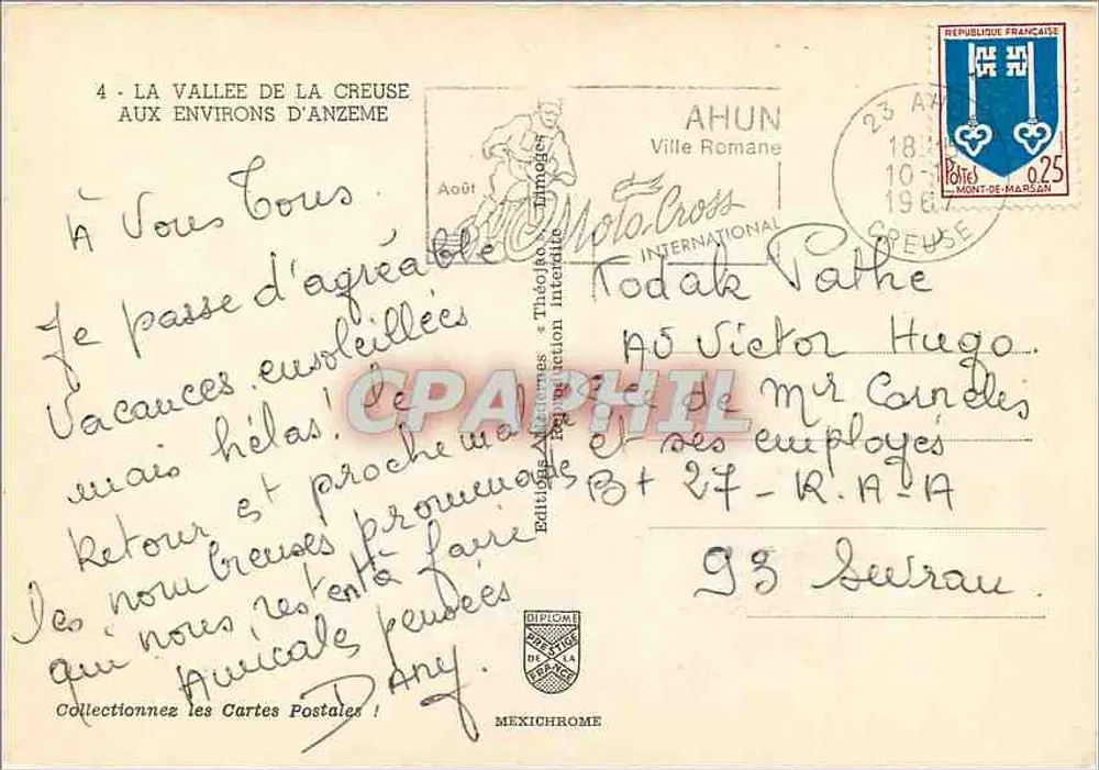 La Vallée de la Creuse — alrededor de Anzême — Ediciones Théophile Timmoges - Reverso
