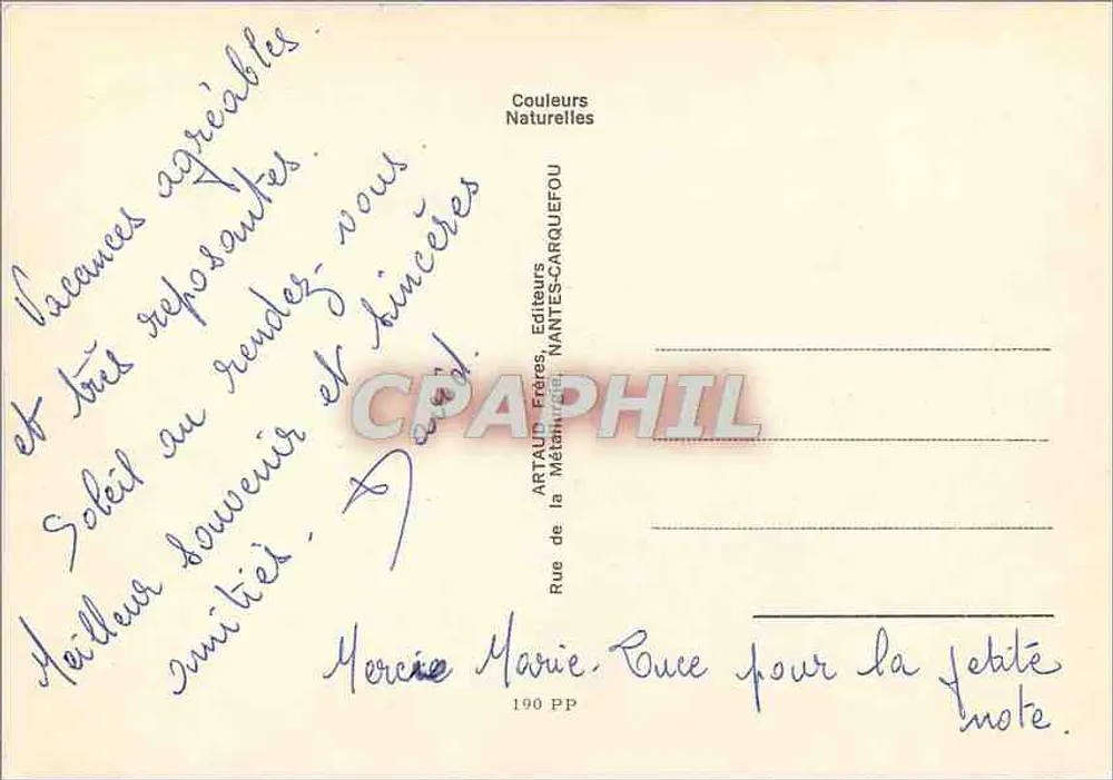 Ein Esel zur Ruhe — humorvoller Text — ArtAUD-Frères, Nantes - Rückseite