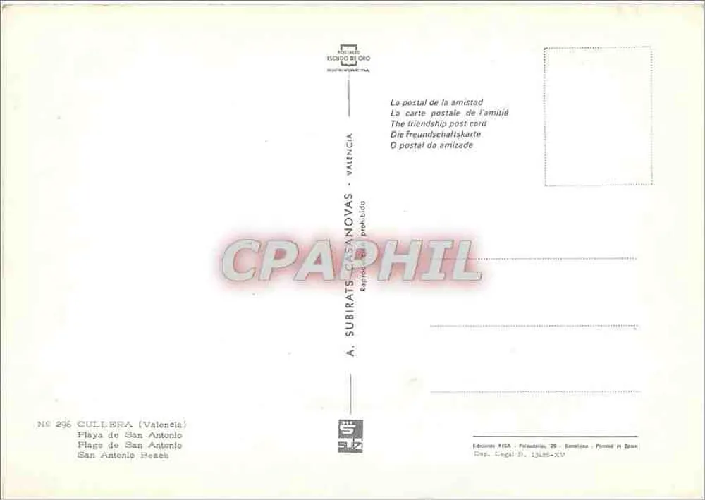 कुलेरा — सां एंटोनियो के समुद्र तट — संपादक A. सुबिराट्स-कासानोवास, संख्या 296 - पीछे