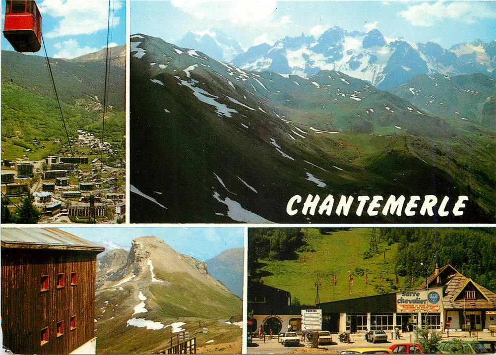 Chantemerle - Serre-Chevalier — vista panoramica e stazione del teleferico — edito da Éditions de l'Économiste, n° 93707 - Recto