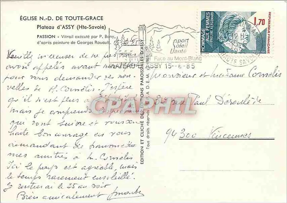 Kirche N.-D. de Toute-Grâce — Glasfenster der Leidensgeschichte nach Georges Rouault — Parochiale Ausgabe von Assy - Rückseite