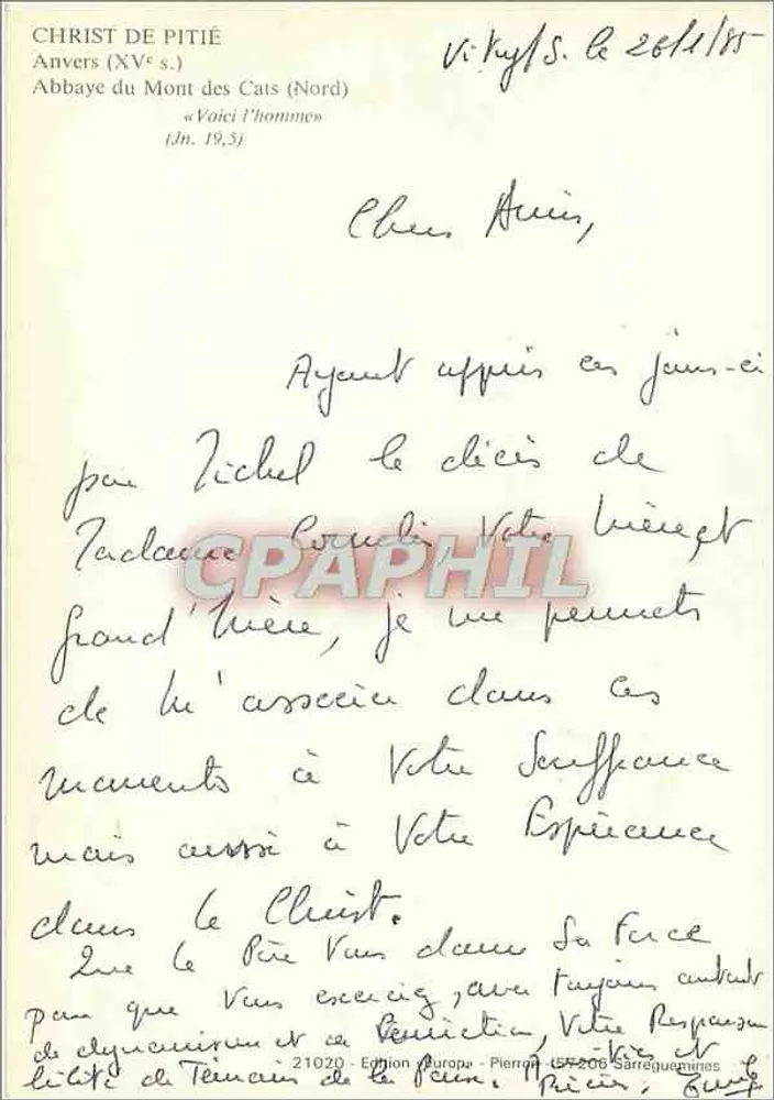 Christus der Barmherzige — Abtei Mont des Cats (Nord) — Edition Europa - Rückseite