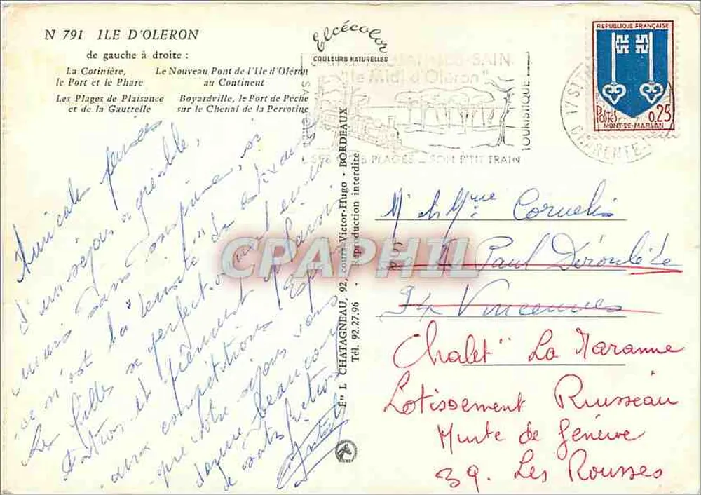 A Ilha de Oléron — Lembrança da Ilha de Oléron — Editor Elcécéen - Verso
