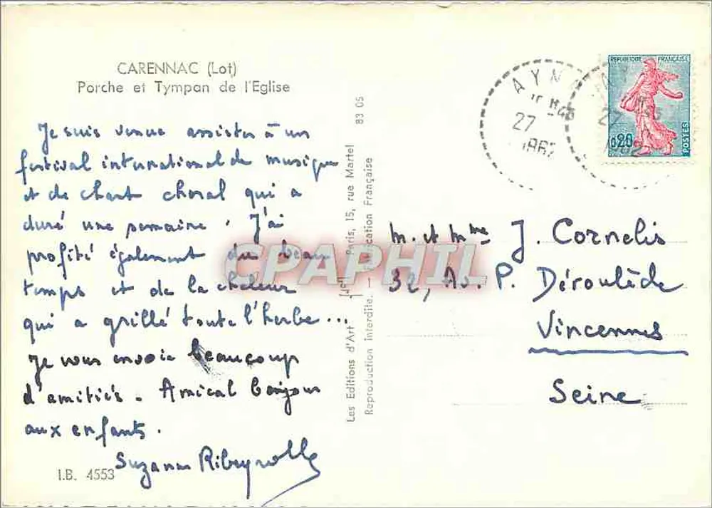 Portal und Tympanon der Kirche — Carennac (Lot) — Les Editions d'Art Française - Rückseite