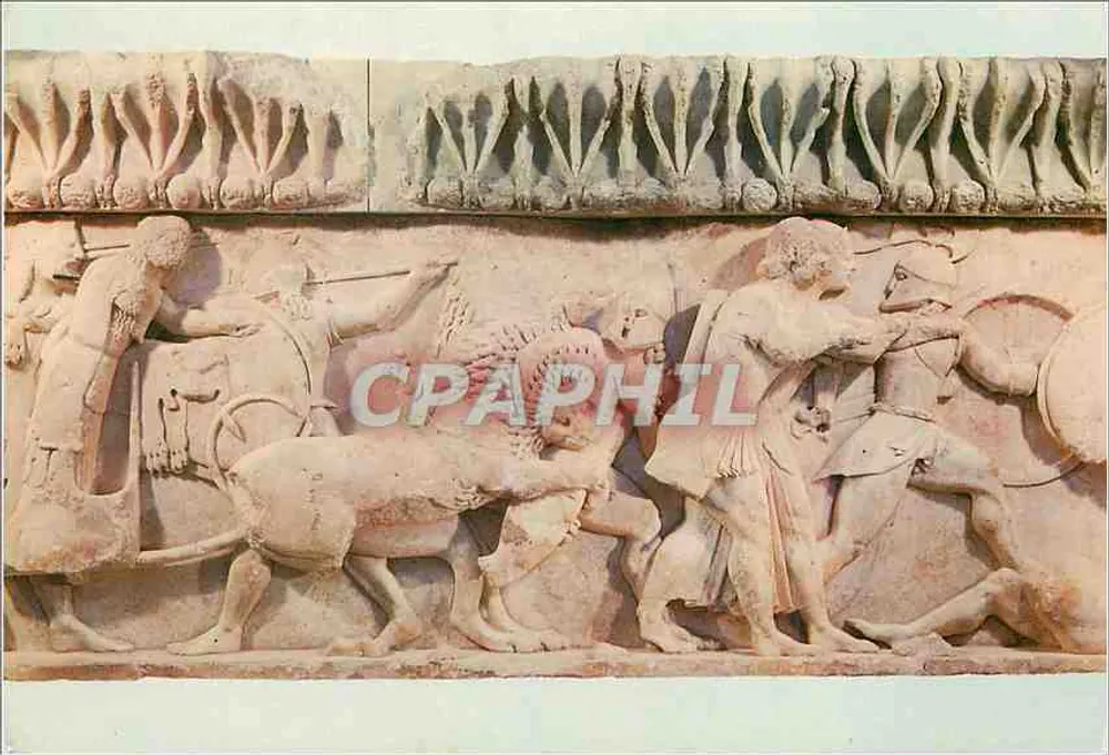 Delphier Museum — Teil der Fries des Schatzes der Siphner (525 v. Chr.) — Hannibal - Vorderseite