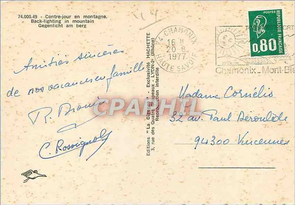 A Garça — Contra-luz na montanha — Éditions La Cigogne, n° 74.000.49 - Verso