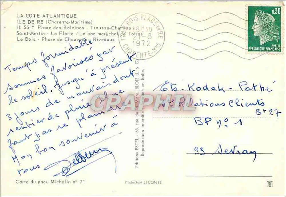 Île de Ré — Touristische Ansichtskarte — ESTEL Editions, Nr. 71 - Rückseite
