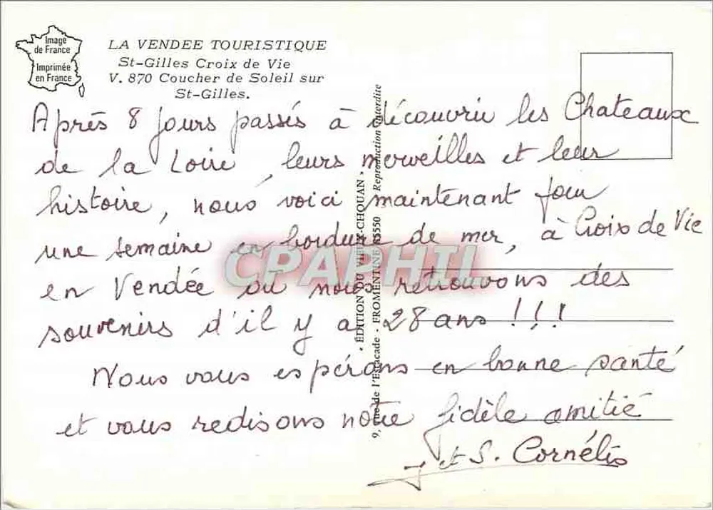 St-Gilles-Croix-de-Vie — Sonnenuntergang über die Loire — Ausgabe der École de la Vendée Imagery - Rückseite