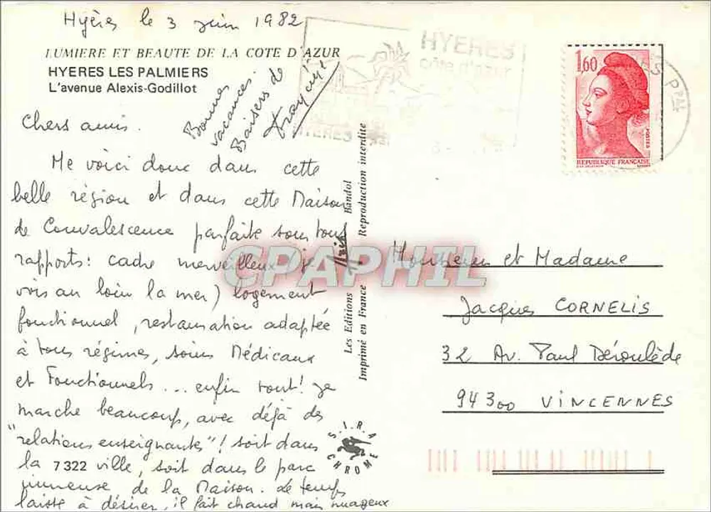 Hyères — Avenue Alexis-Godillot — Editionen in Frankreich - Rückseite