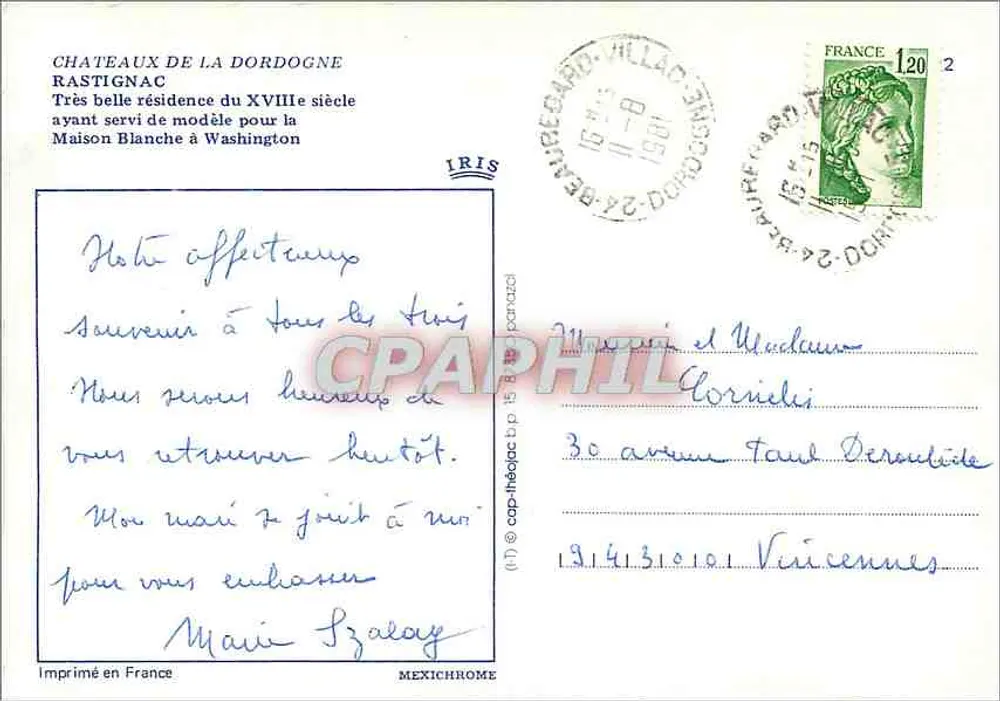 Schloss Rastignac — Schlösser der Dordogne — Verlag IRIS - Rückseite