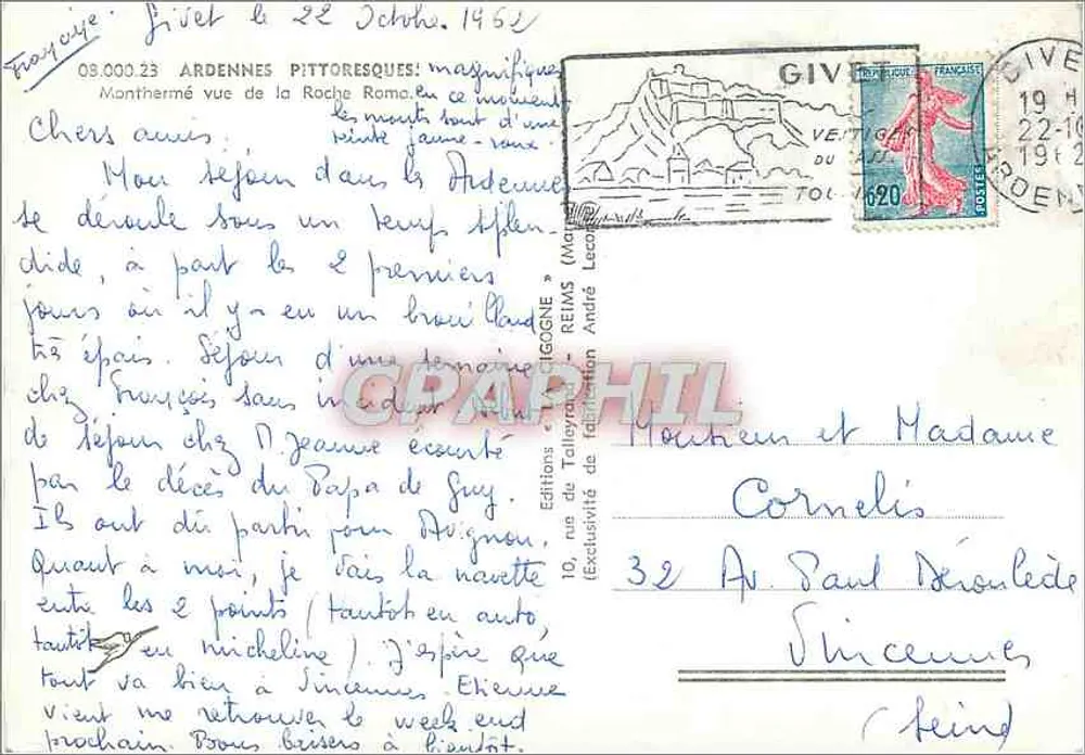 Ansicht von La Roche Romane — Ardennes — Éditions de Talleyrand, n° 09.000.23 - Rückseite