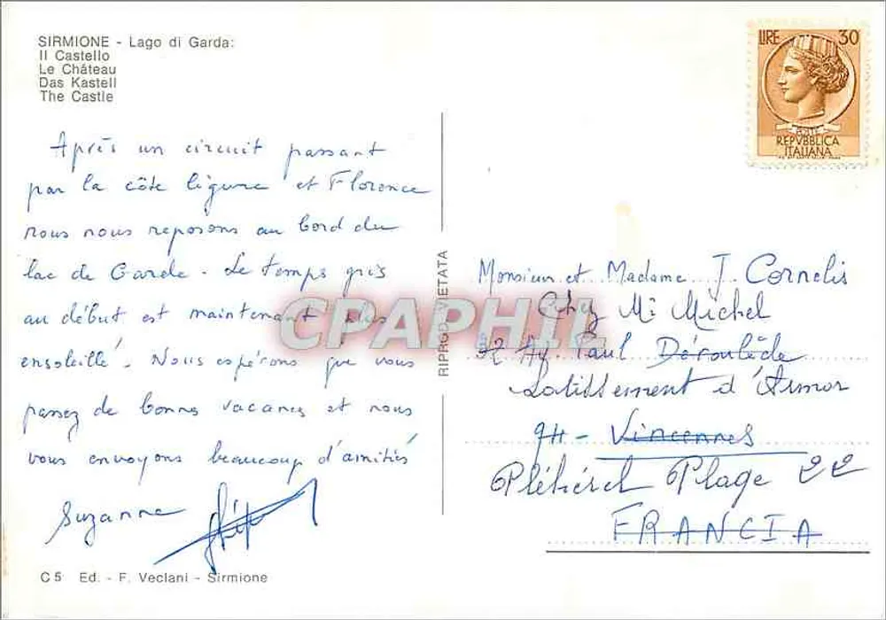 Sirmione - Lago di Garda: Il Castello — Editore F. Veclani, n° C5 - Verso