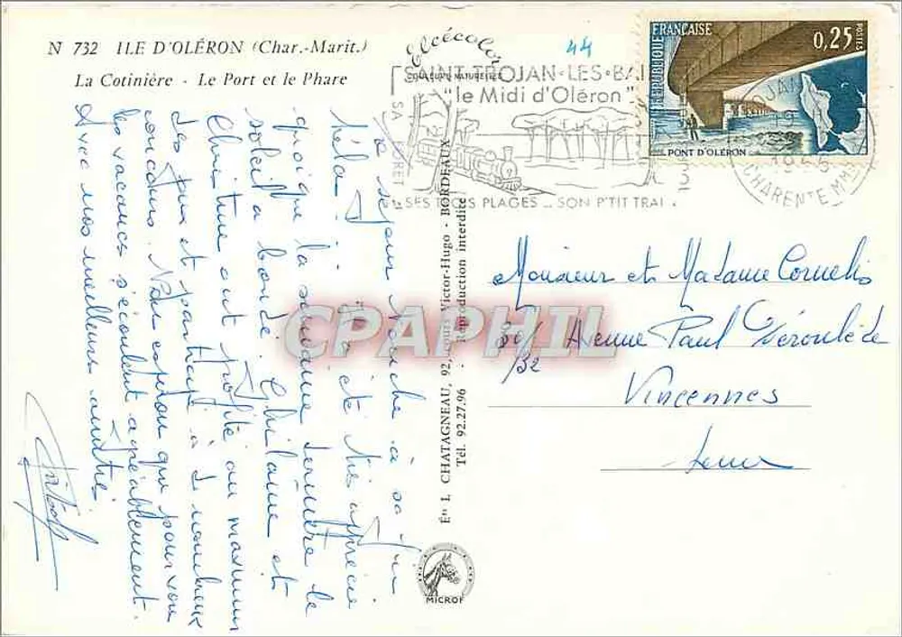 Ile d'Oléron - Der Hafen und der Leuchtturm — Verlag Olée, Nr. 732 - Rückseite
