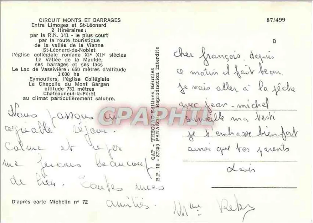 Montanhas e Barragens — Circuito entre Limoges e St-Léonard — Éditions Réunies CAP - Verso