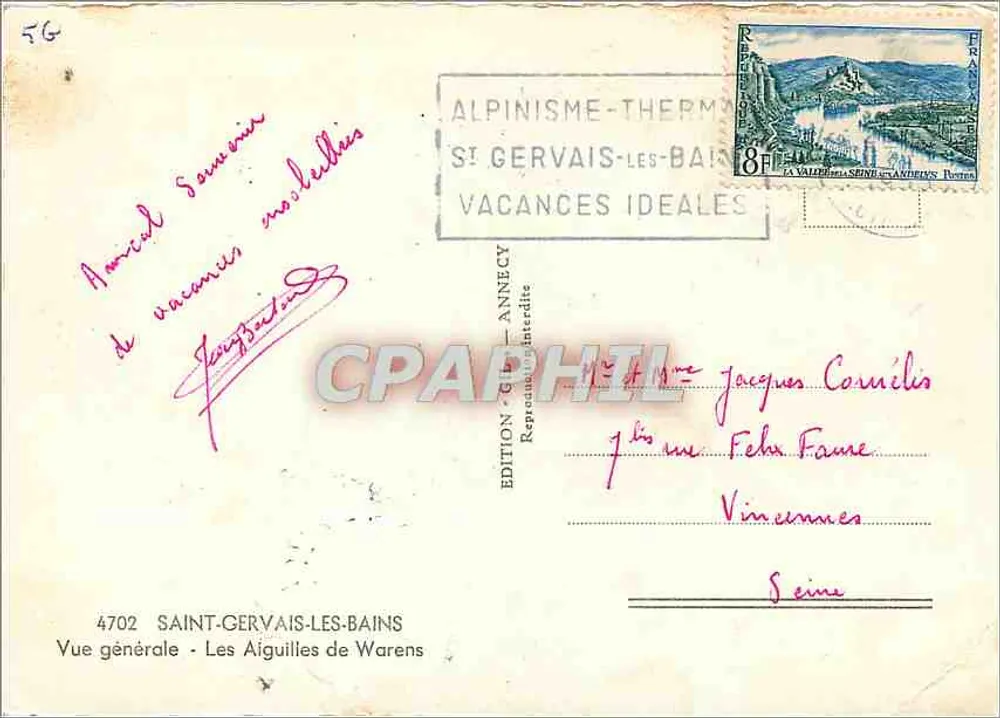 Saint-Gervais-les-Bains — Allgemeiner Blick — Die Nadeln von Waren — Edition Annecey, Nr. 4702 - Rückseite