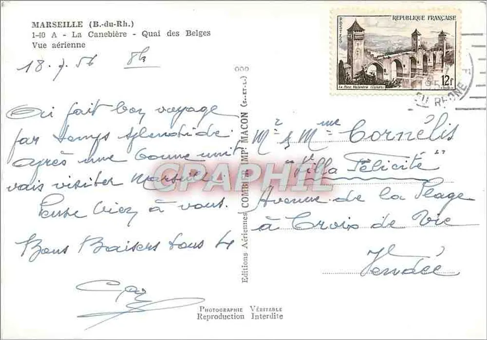 Marseille (B.-du-Rh.) - La Canebière - Quai des Belges — Luftbild — Aériennes Éditions COMBAC (s.-et-l.) - Rückseite