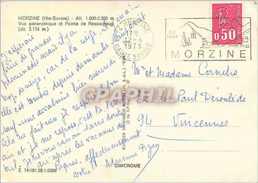 MORZINE (Hte-Savoie) — Panoramablick und Pointe de Ressachaux — Verlag Cimchrome - Rückseite