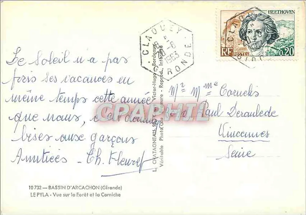 Bassin d'Arcachon — Aussicht auf den Wald und die Corniche — L. Chatagneau - Wiedergegeben - Rückseite