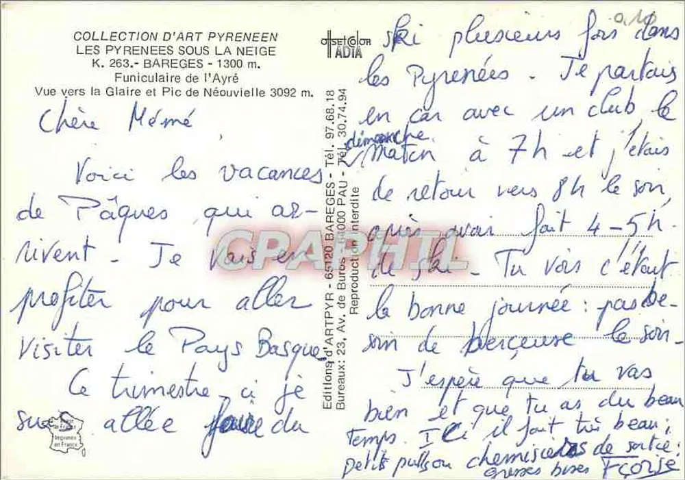 Ausblick auf die Glaire und den Pic de Néouvielle — Sammlung d'Art Pyrénéen, n° 263 — Éditions ARTPYR - Rückseite