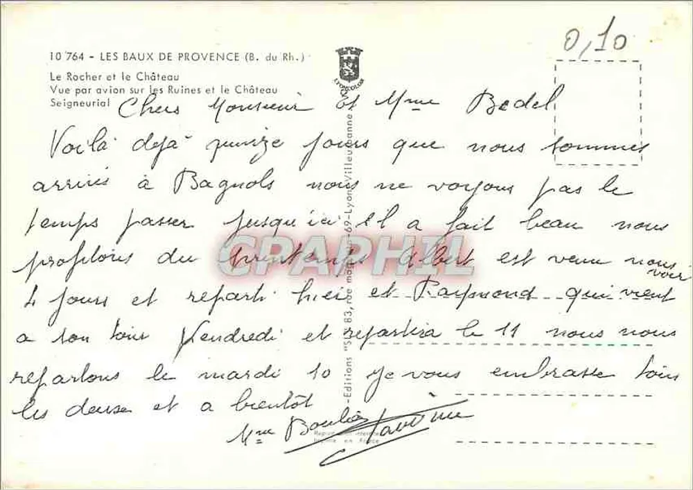 Les Baux-de-Provence — vue aérienne du château et des ruines — Éditions 62-Lyon-Villemanne - Verso