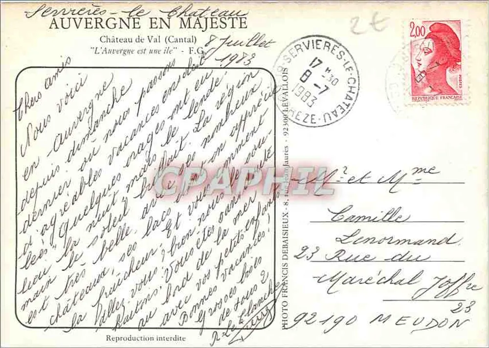 Castelo de Val — A Auvergne em majestade — F. Debaisieux - Verso