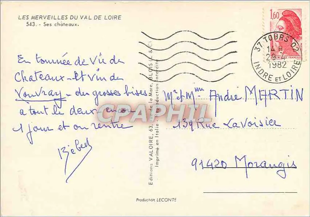 Os Castelos da Loire — Edições Valoïre, n° 543 - Verso