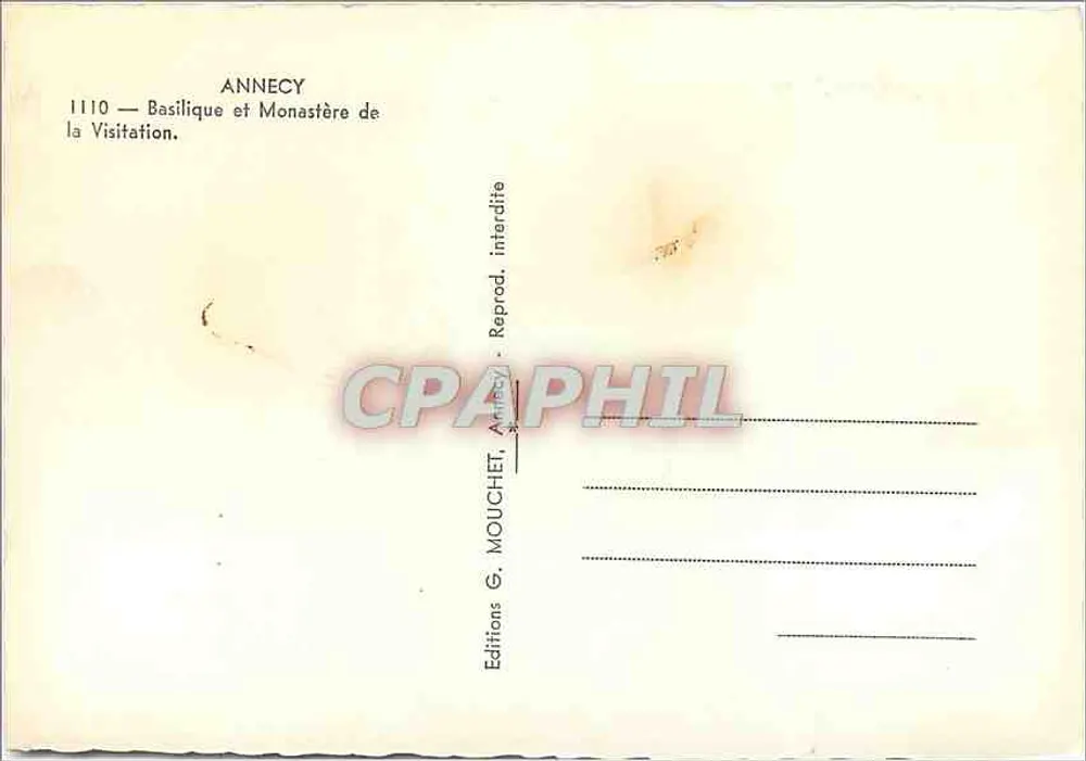 Annecy — Basílica e Mosteiro da Visitação — Éditions G. Mouchet - Verso