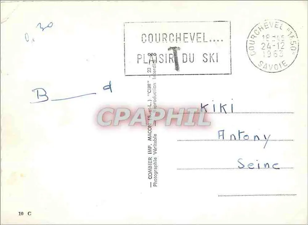 Sol - Montanha - Esqui - Lago — Courchevel, Prazer do Esqui, CIM, 1963 - Verso